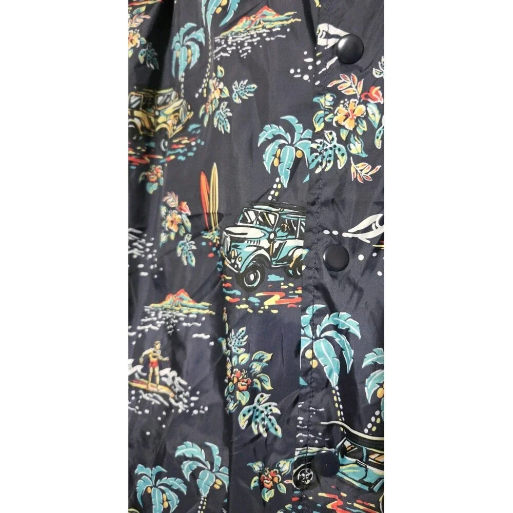Gap Coach Jacket Mens XXL Tropical Hawaiian Windbreaker Snap Closure Drawstring